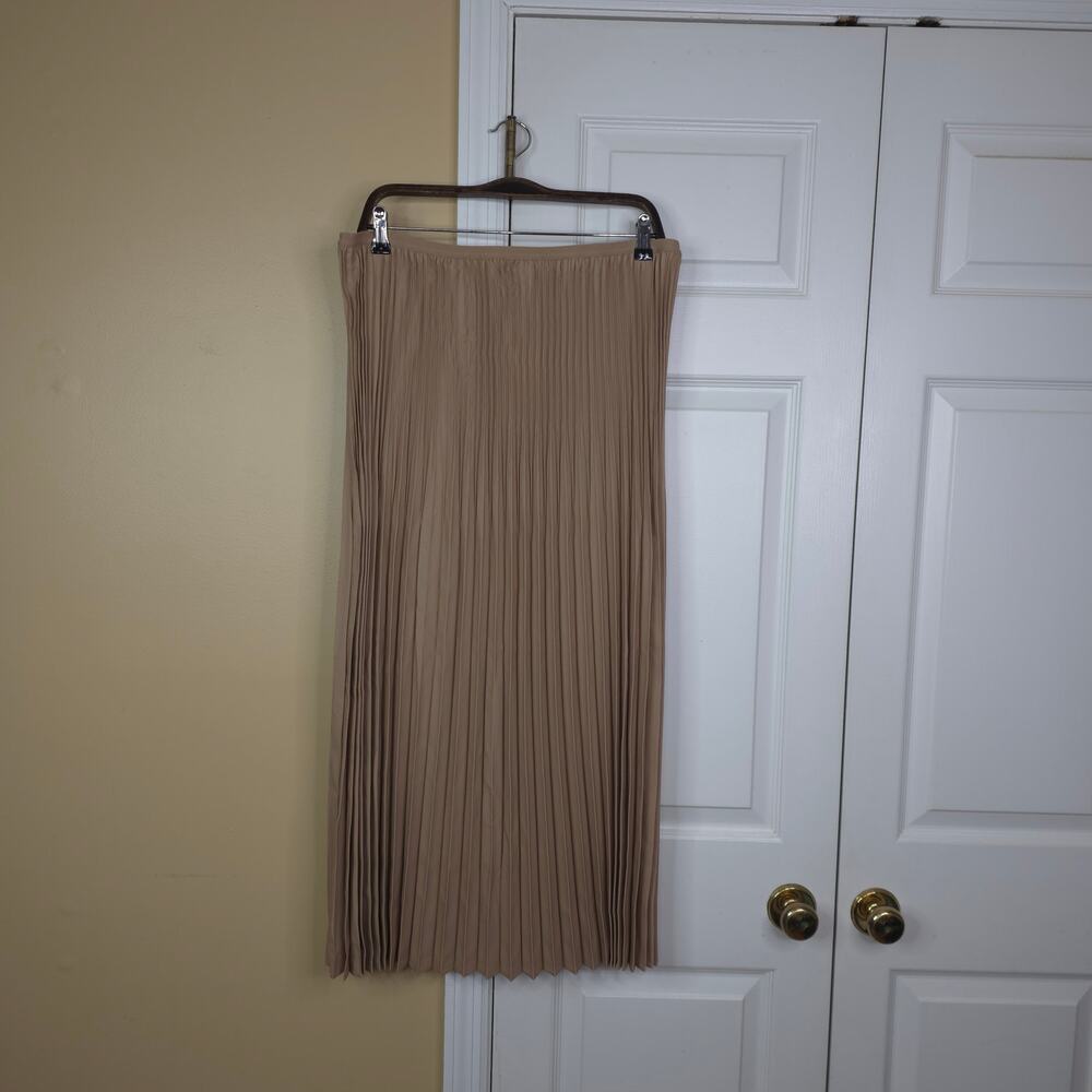Eileen Fisher Woven Wool Silk A-Line Midi Skirt Biscuit Women's Size XL - Picture 4 of 6